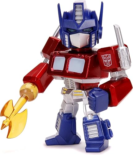 Miniatura 1 de Jada Toys "Transformers G1 Optimus Prime Light-Up 4" - Figura coleccionable de metal fundido a presión, juguetes para niños y adultos