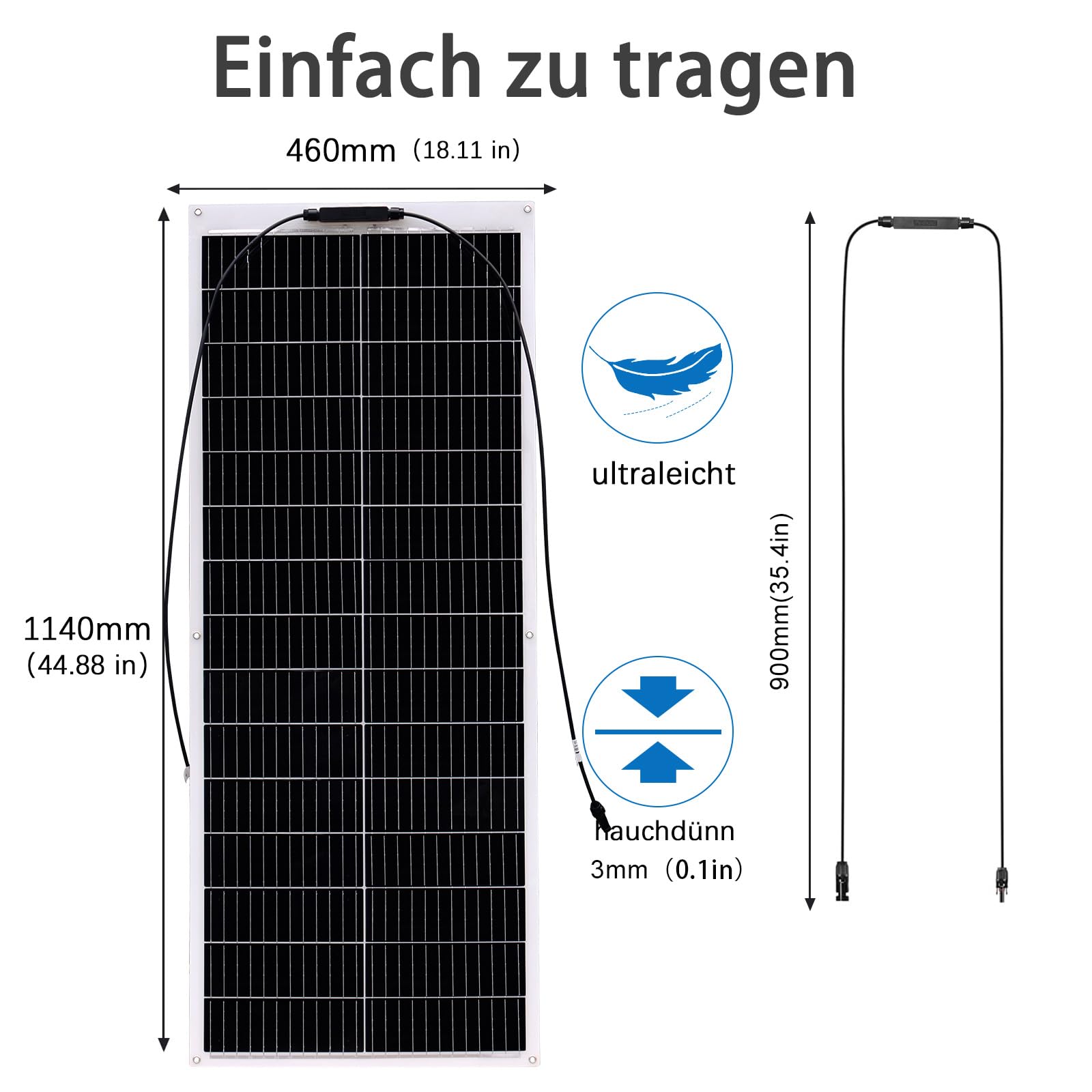Solarpanel-Kit Flexibel 200W Monokristallin 2x100W Solarmodul 20A 12V/24V Laderegler Solarkabel Komplettset für 12V Batterien Wohnmobil Camping