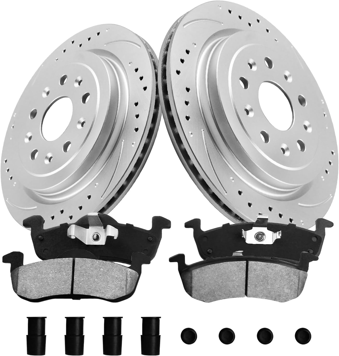 Anpulsero Rear Drilled & Slotted Brake Rotors and Ceramic Pads Kit for 2007–2017 Ford Expedition / Lincoln Navigator (Rear)