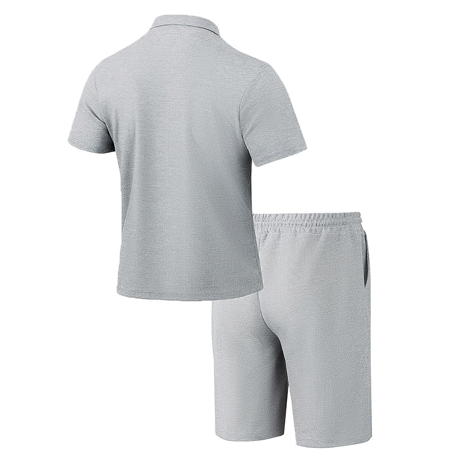amropi Hombre Corto Chándal de Deportivo Cuadros Manga Corta Camisa de Botón y Shorts Verano 2 Piezas Conjunto