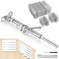Vista 13 de BLIKA 30 pares de kit de barandilla de cable de 1/8" con hardware de tensor de palanca ajustable, kit de barandilla de cable de acero inoxidable