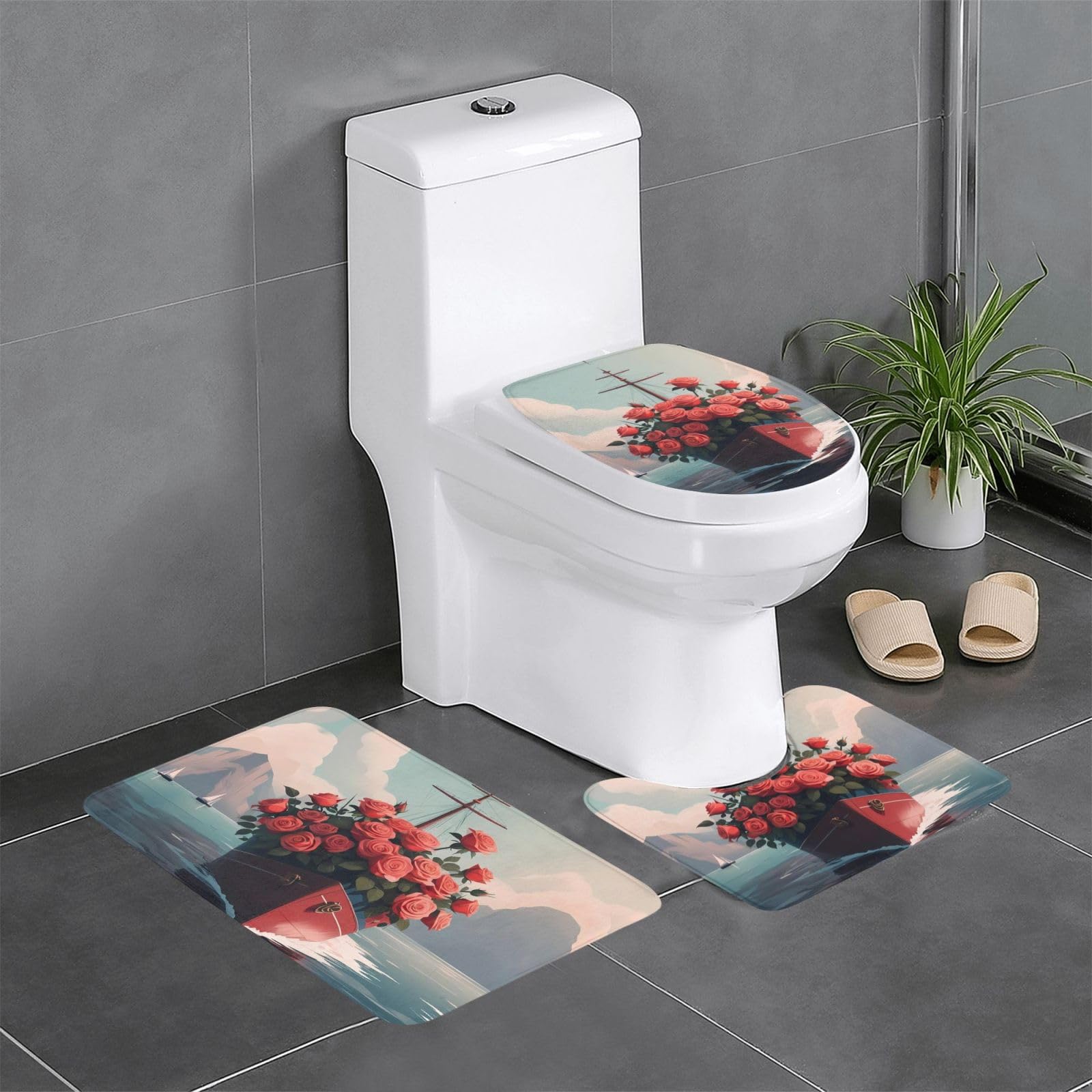 Tapis de salle de bain antidérapant 61x40,6 cm pour meuble-lavabo et WC