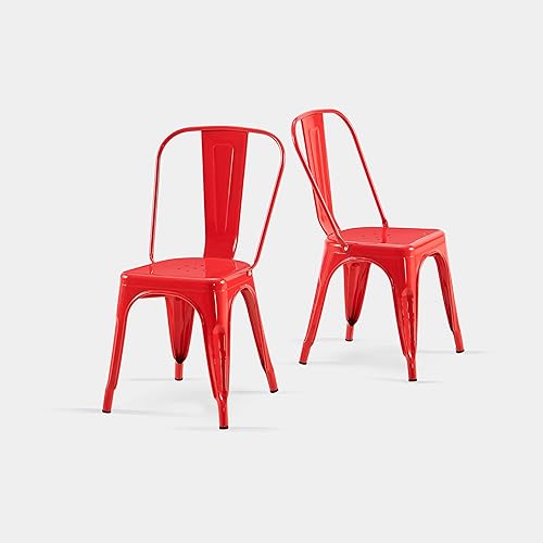 AC Pacific 18 Inch Seat Height Industrial Metal Dining Chairs,