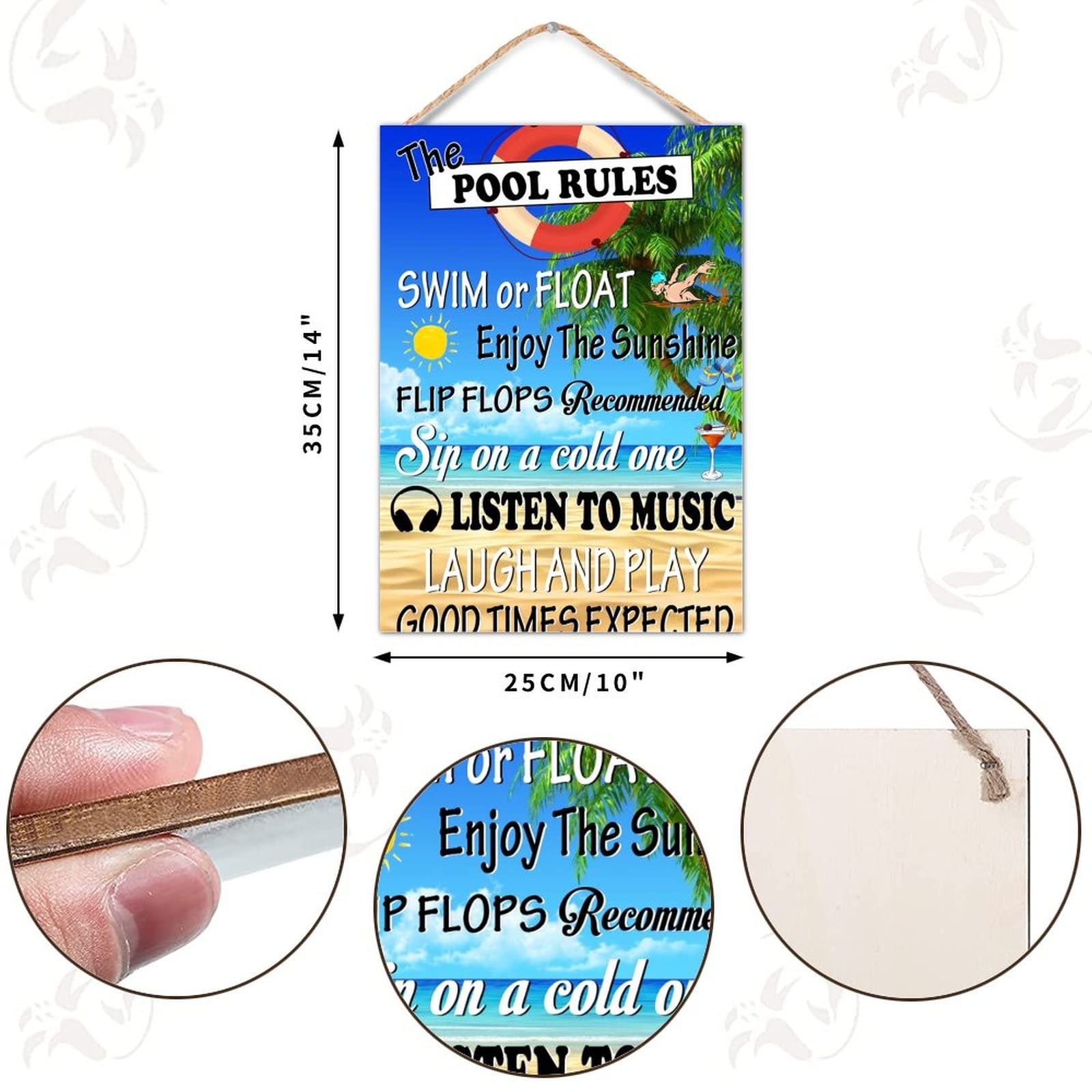 Retro Wood Sign Pool Rules Hanging Sign Pool Patio Wall Decoration Outdoor Swimming Pool Decor Pool Sign Outdoor Pool Signs Summer Gifts Housewarming Gifts ??? 10