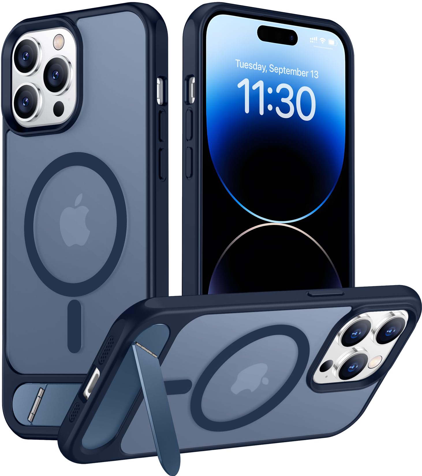Temdan Magnetic Compatible with iPhone 14 Pro Max Case, [Built-in Invisible Kickstand][Compatible with MagSafe] [Military Grade Shockproof] Slim Translucent Matte Phone Case for iPhone 14 Pro Max 6.7"