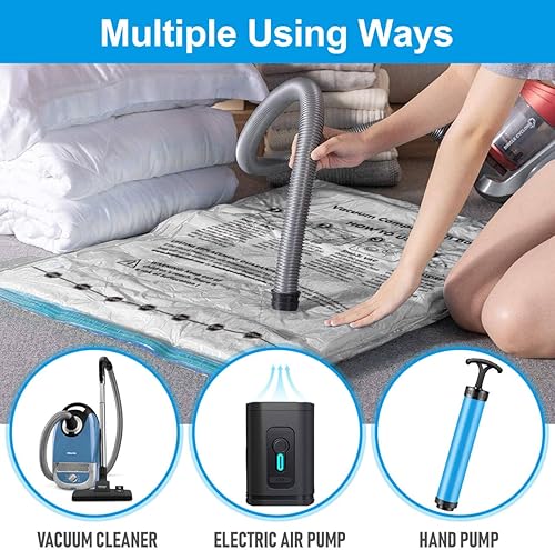 Miniatura 8 de BoxLegend Bolsas de almacenamiento al vacío con bomba de mano, 6 bolsas medianas de 19.68 x 27.56 pulgadas, bolsas gruesas de sellado al vacío para