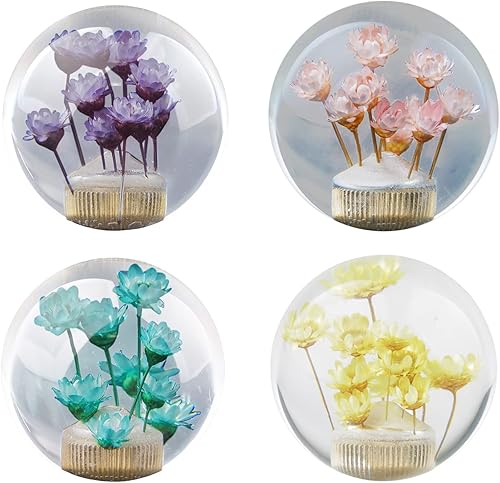 Miniatura 9 de Cabezal de palanca de cambios de coche, perilla de velocidad de bola transparente, palanca de cambios manual de acrílico con flor, cabeza de cambio