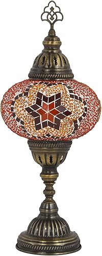 Miniatura 21 de Mosland - Lámpara turca para el hogar, 10 variantes, lámpara turca marroquí con base de bronce, lámpara de noche Tiffany hecha a mano, lámpara