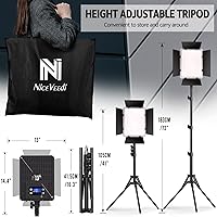 Vista 8 de NiceVeedi Iluminación de Fotografía de 36W, Luz de Estudio Bicolor, CRI 95+, Kit de Luz LED para Video Regulable Alimentado por Adaptador AC