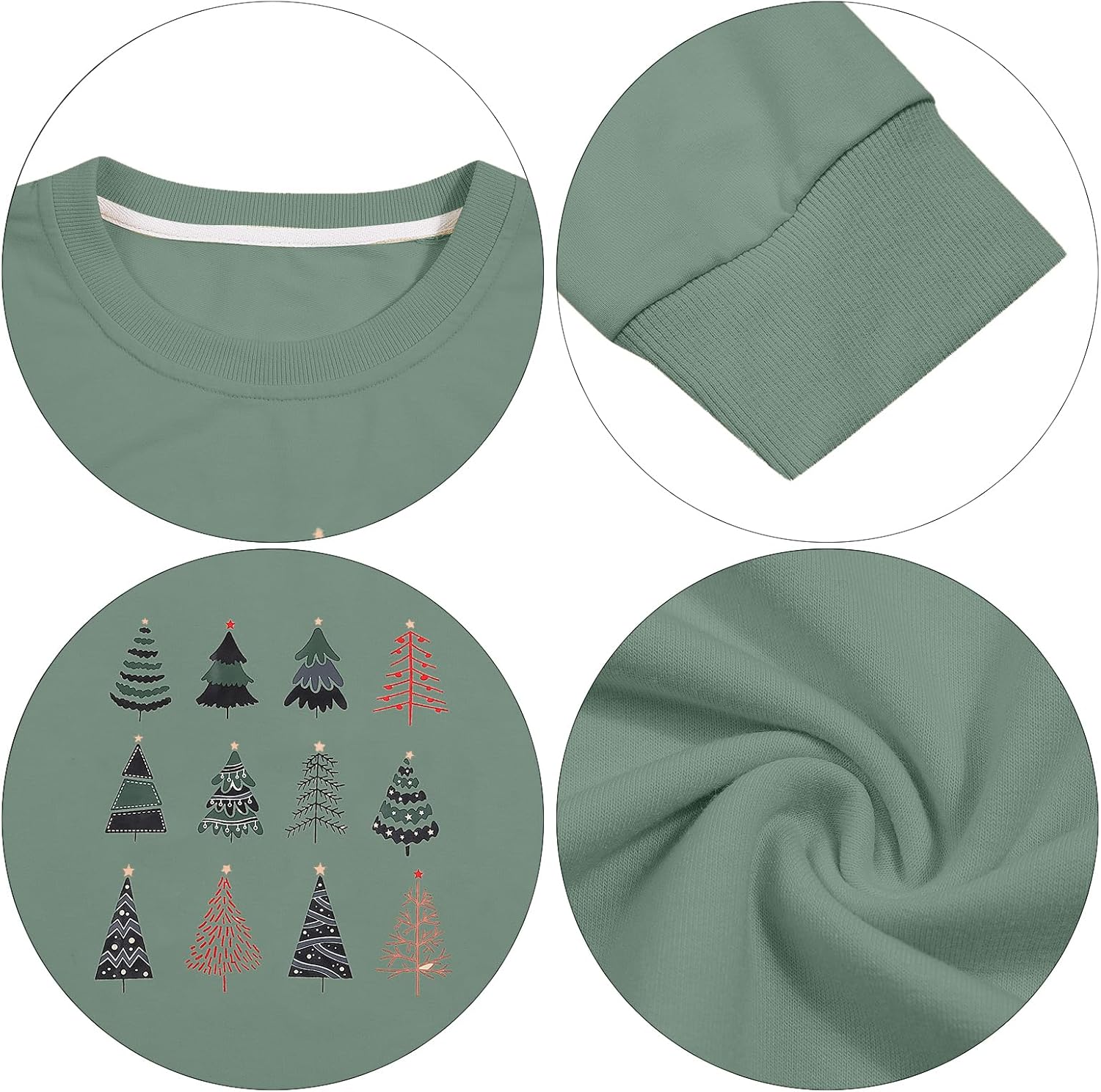 ASTANFY Christmas Sweatshirt Womens Christmas Tree Sweatshirts Xmas Lightweight Pullover - Image 6