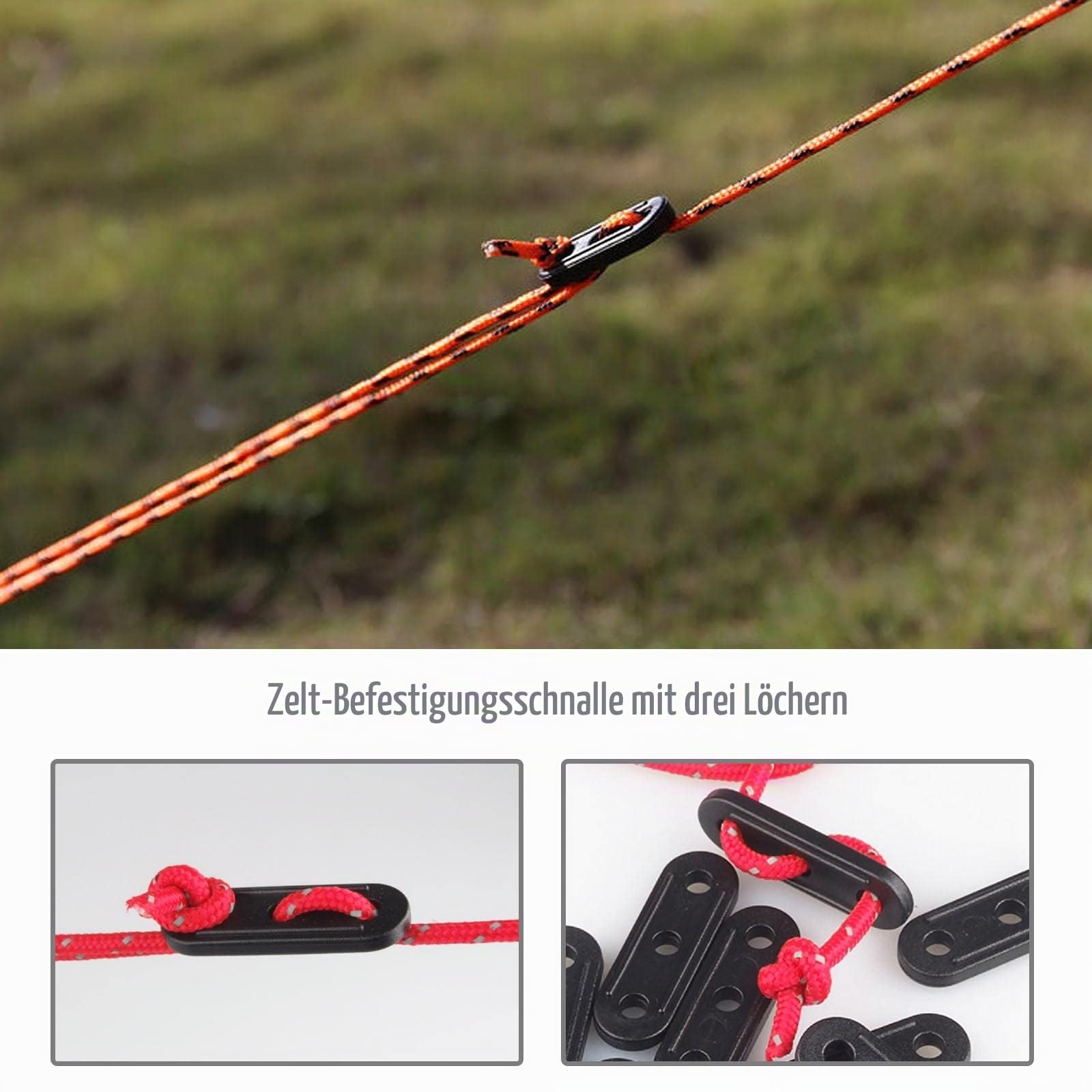 OTOTEC 30 Stück 3 Löcher Zeltspanner Schnurspanner Kunststoff Seilspanner 4mm Lochdurchmesser für Camping Wandern Picknick Zelt Schatten Überdachung Sport & Freizeit
