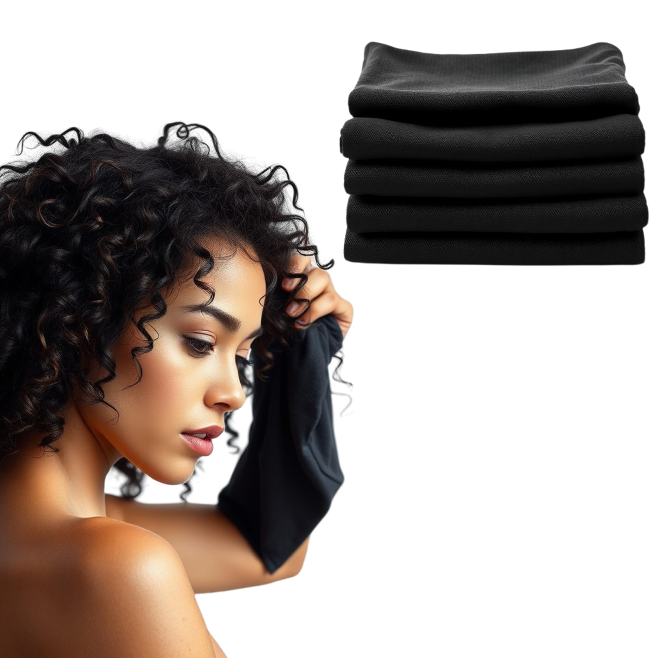 Juego de 5 toallas rizadas de microfibra suave, reducen el encrespamiento, de secado rápido, adecuadas para tipos de cabello rizado, ondulado, lacio