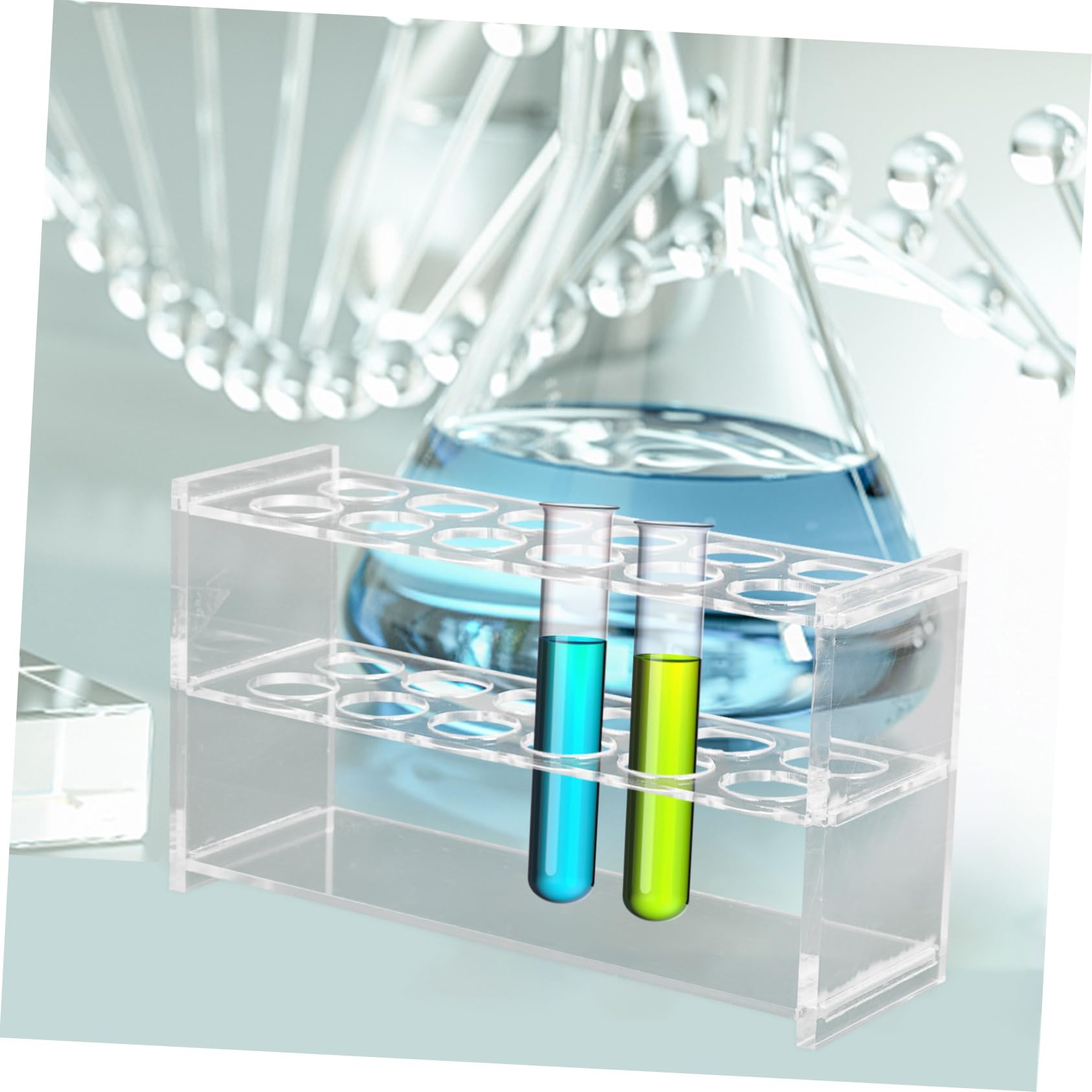 Cabilock 4 Piezas Gradilla tubo de ensayo muestra tubo transparente estanterías de laboratorio almacenamiento de tubos de ensayo estante para soporte de tubos de ensayo Acrílico