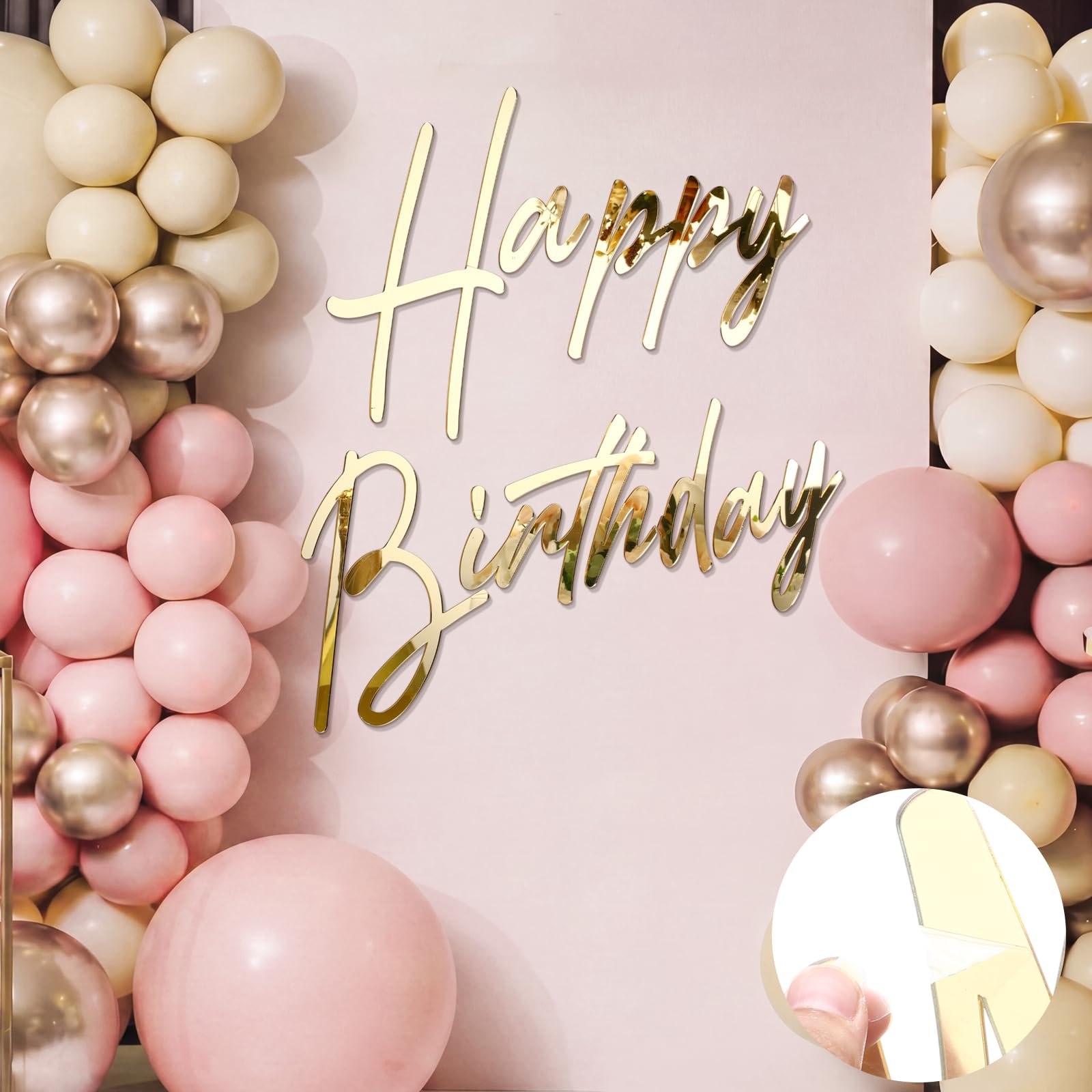 Photo 1 of Yousoontic Happy Birthday Acrylic Sign Set - Gold