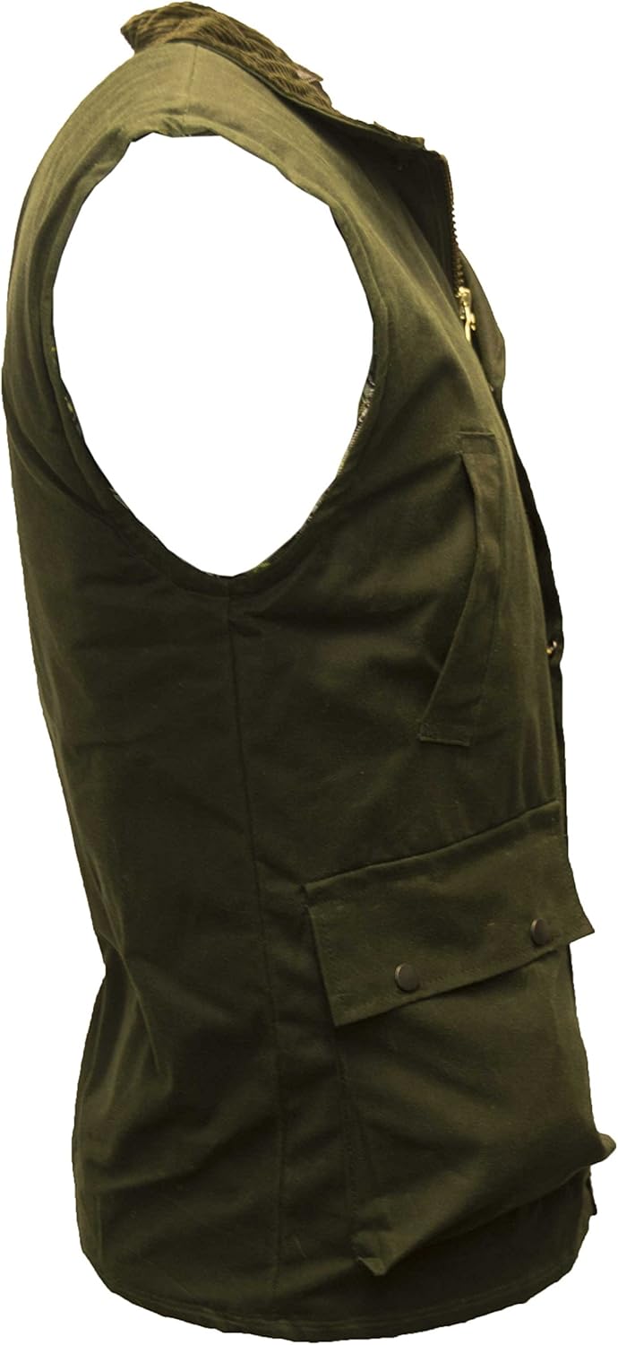 Walker and Hawkes Men's Wax Bodywarmer Waistcoat Countrywear Gilet Medium Olive