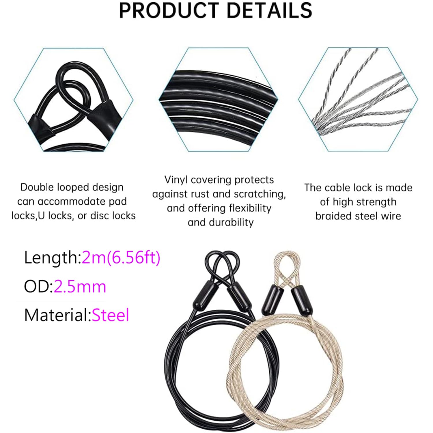 Stainless Steel Safety Cable Lock, Outdoor Clothesline