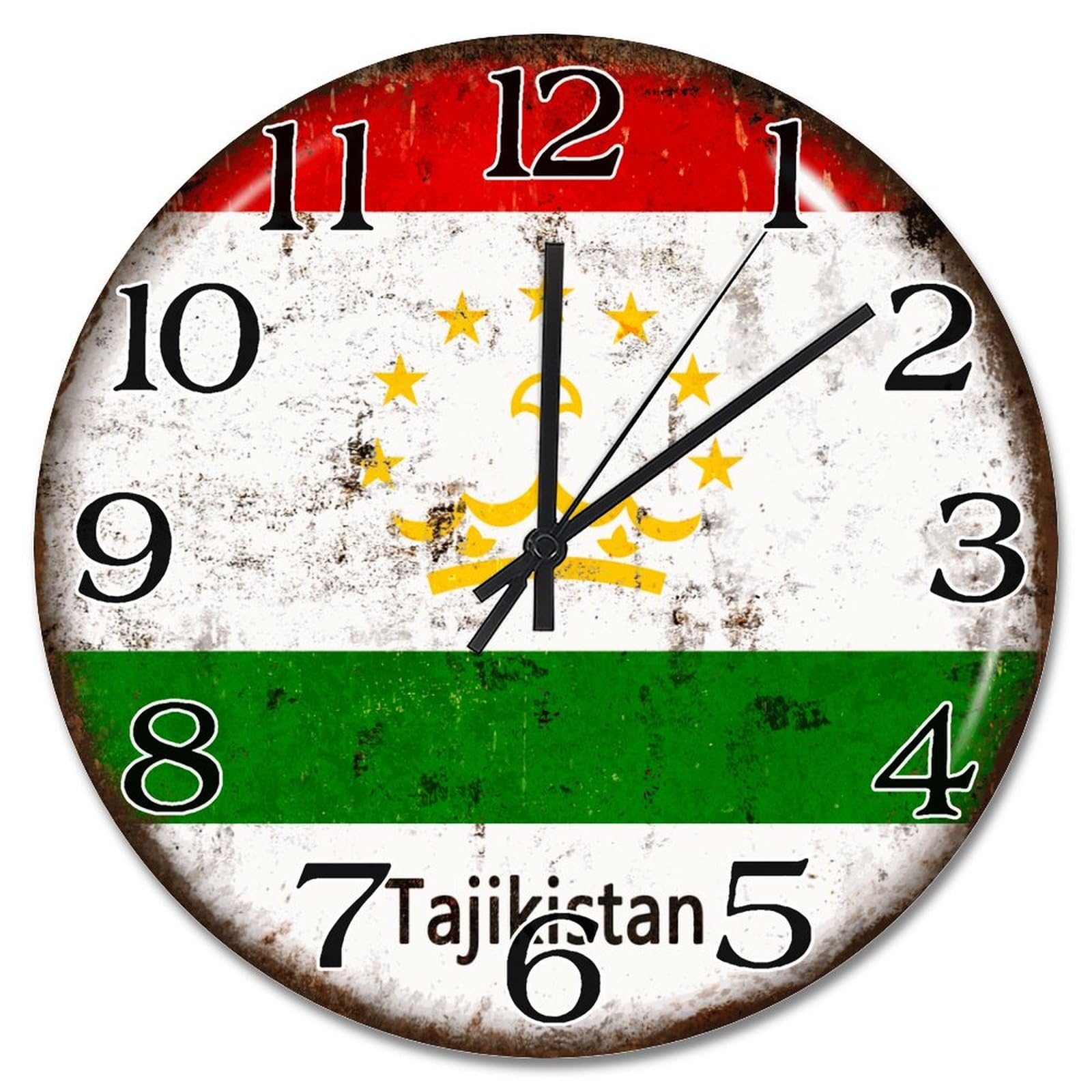 Horloge murale en bois Tadjikistan 38cm sans tic-tac pour chambre