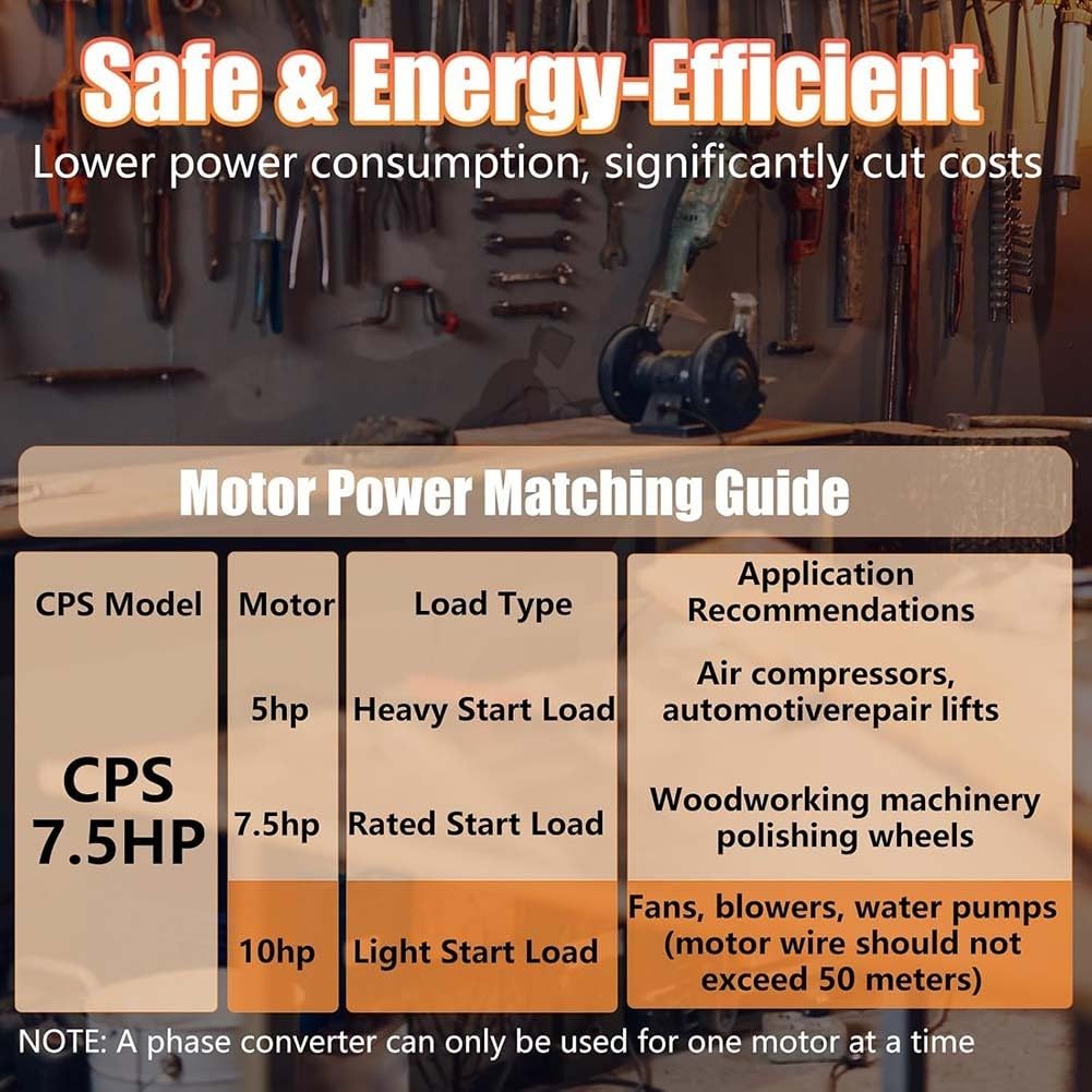 7,5HP Convertitore di fase digitale CPS-7.5HP Monofase a Trifase Trasduttore 220-240V 23A Per Motori Compressori Pompe Seghe Ventilatori Applicazione Commerciale