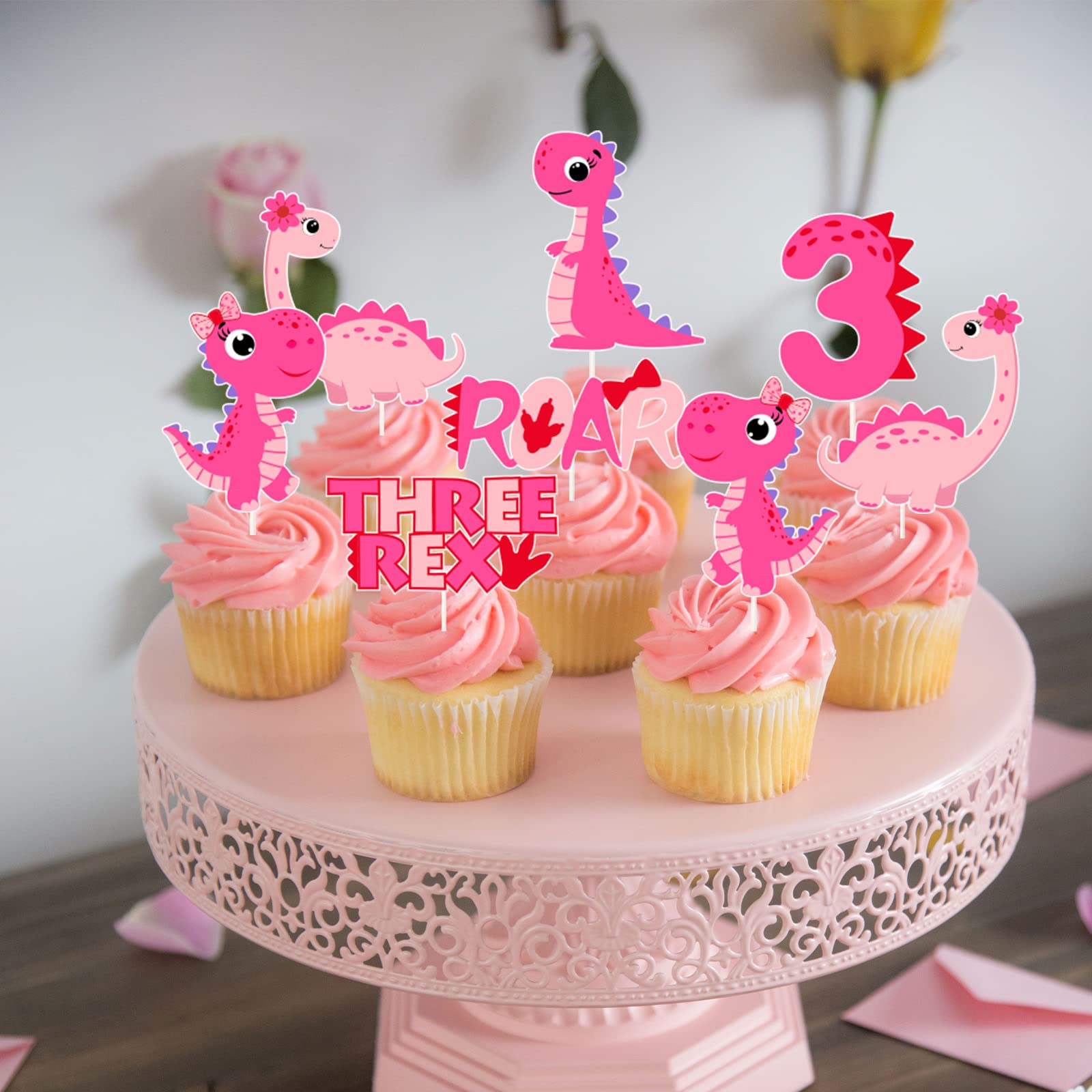 SunAurora 40 decorazioni per torte a forma di dinosauro, decorazione