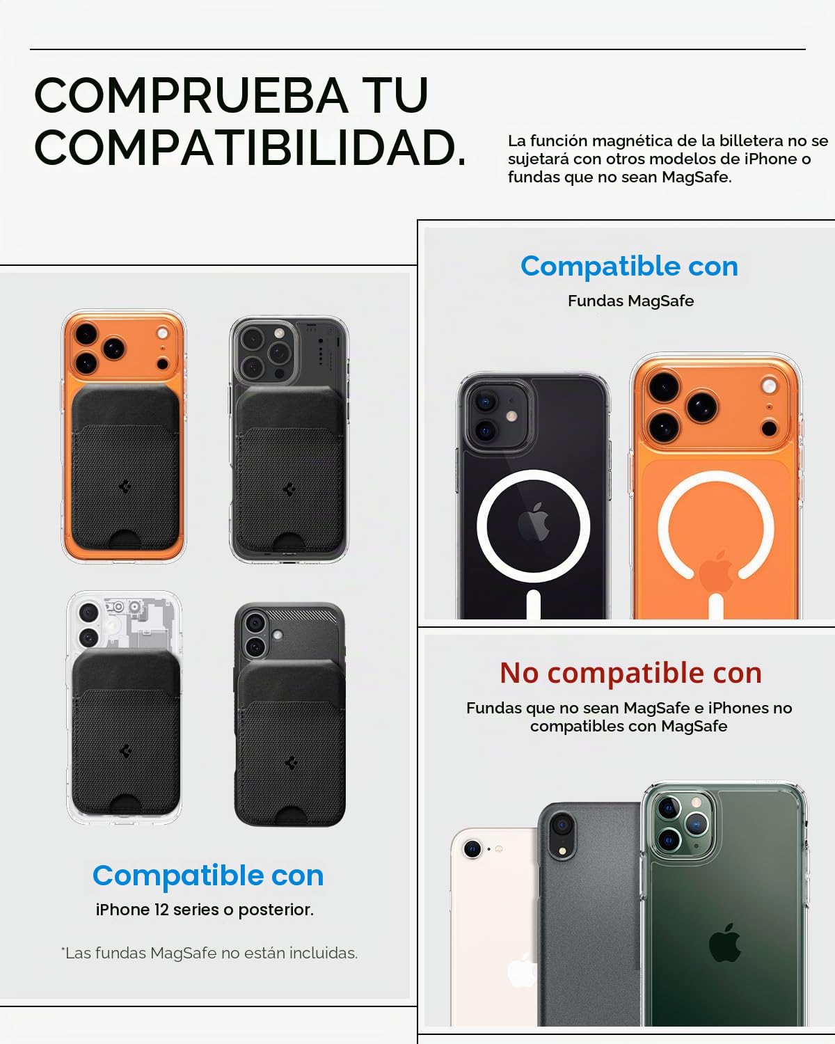 Spigen Cartera Magnética Slim Fold MagFit con Soporte para Tarjetas y Trípode [3 Tarjetas] Compatible con iPhone 17 17e 16 15 14 13 12 Pro MAX Air y Pixel 10 Series Compatible con MagSafe y Pixelsnap