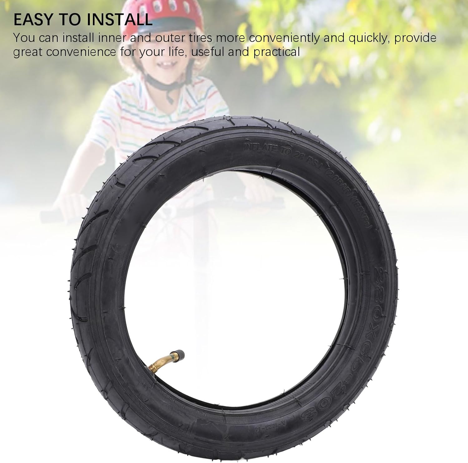 Tire with Tube Kids Tire Replacement with Inner Tube Inflatable, Rubber Material, Long Lasting for Baby Stroller