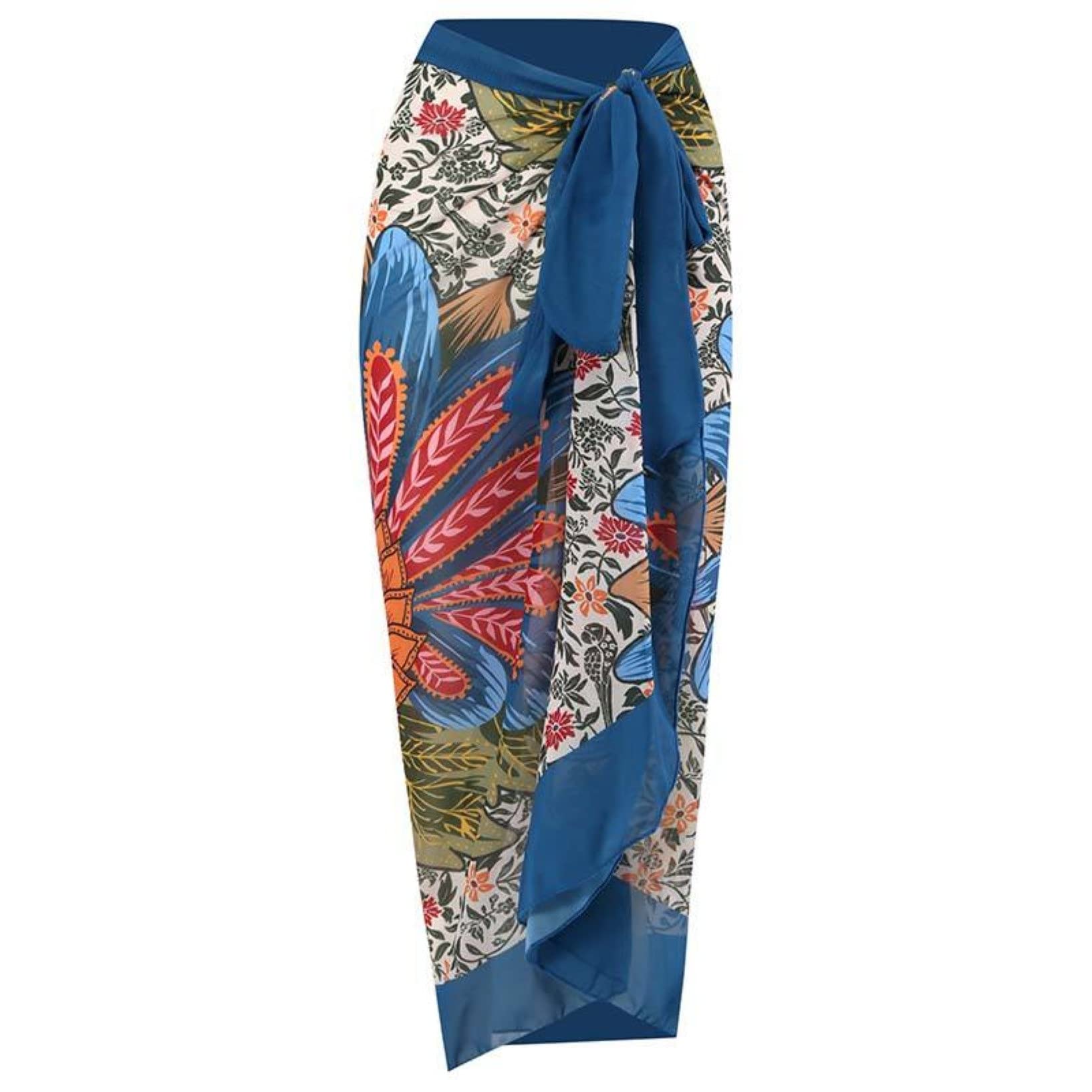Mujeres Traje De Baño De Dos Piezas con Falda Larga Sarong Playa Cover Up Beachwear para Playa, Piscina, Vacaciones Tropicales (Color : D, Size : XL)