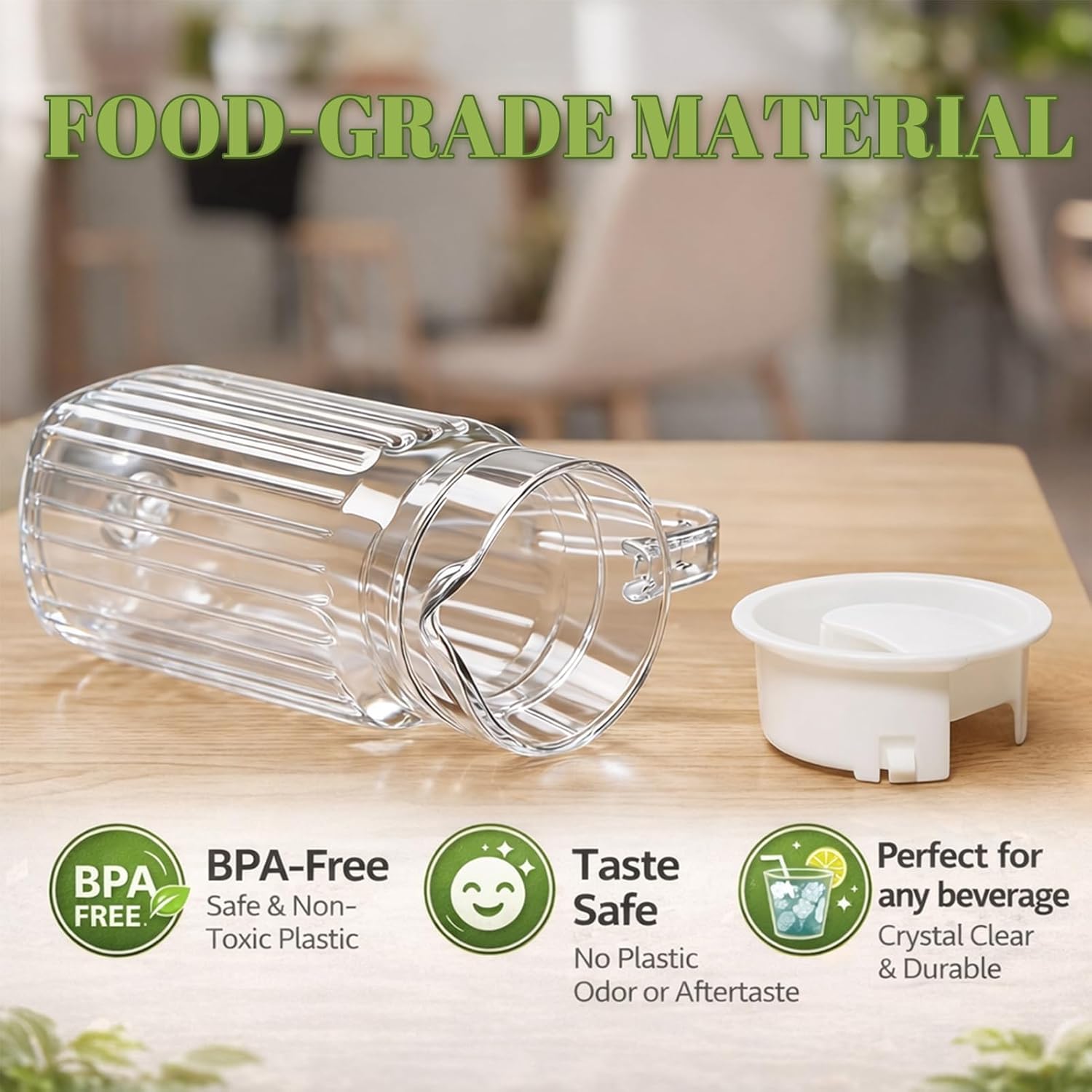 Water Plastic Jug With Lid,Water Jugs For Parties Wasserkrug Kinder,Milk Jug Glass 500Ml Acrylic Transparent Juice Bottle Striped Water Ice Cold Juice Jug With Lid For Bar Home(500ML)