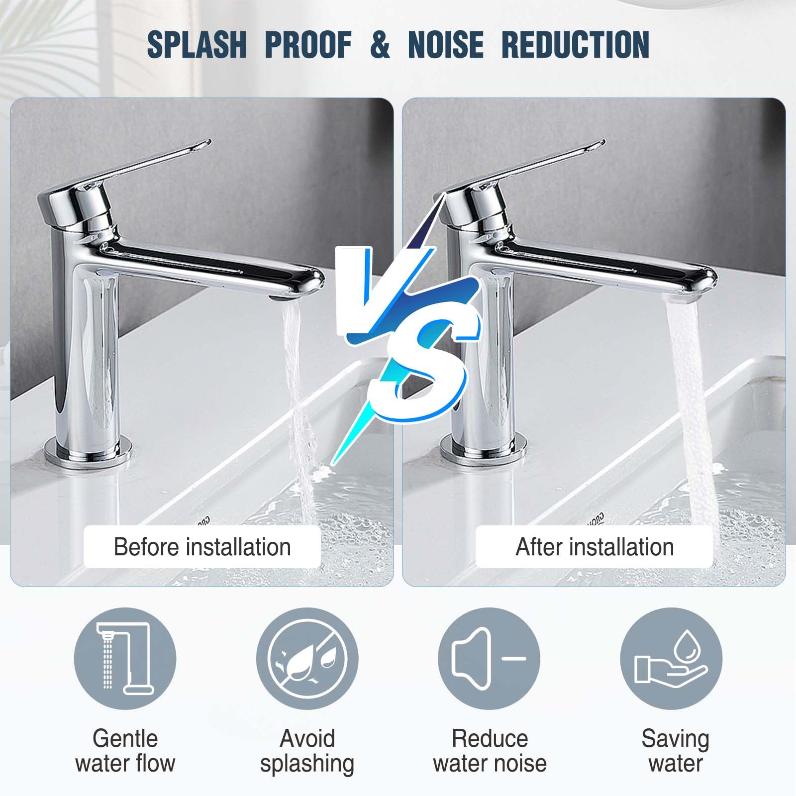 Vinabo 6 Pezzi Rompigetto Rubinetto Cucina Bagno,Filtri Rubinetti Lavandino Universale,Filtri Rubinetto,Aereatori Rubinetti M24 in Ottone Placcato in Cromo in Plastica ABS + 1pz Chiave