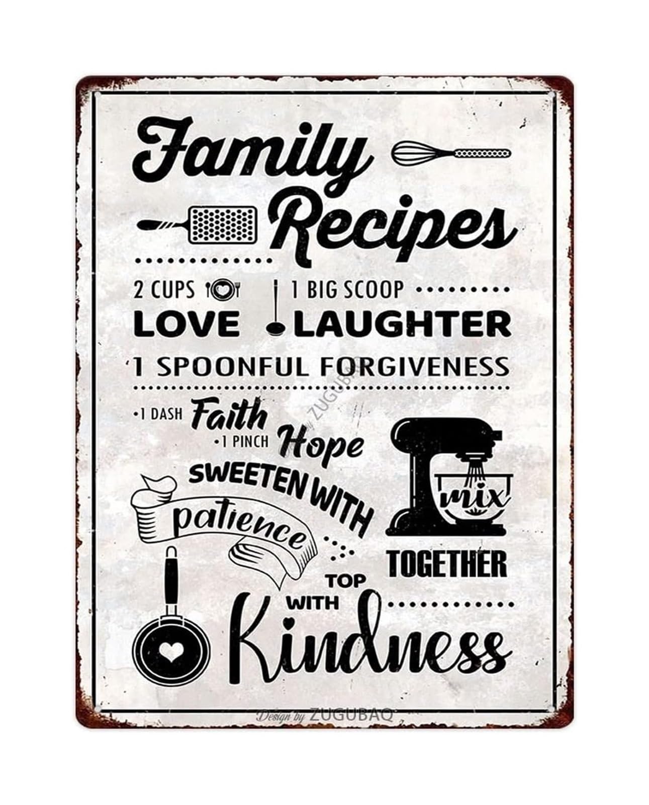 CBQZCHWDKT Rustic Farmhouse Wall Decor with Seasoned With Love Quote Kitchen Metal Tin Sign for Cozy Dining Space 8 X 12 inch​