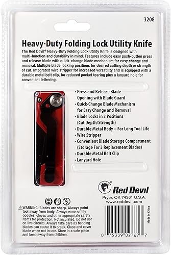 Miniatura 5 de Red Devil Cuchillo utilitario de bloqueo plegable resistente 3208