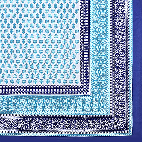 Image of Texstylers Table Cloth | Table Cloth for 6 Seater Dining Table| Dining Table Cover 6 Seater | Table Cover 6 Seater | Dining Table Cover | Rectangle, Cotton,150 cm X 225 cm (Blue)