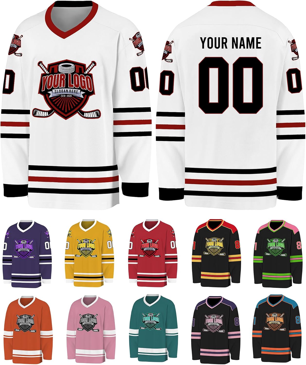 Custom Hockey Jersey Personalized Logo Name Number Hockey Shirts Retro Jerseys Gift for Beer League Team Men Women,S-3XL