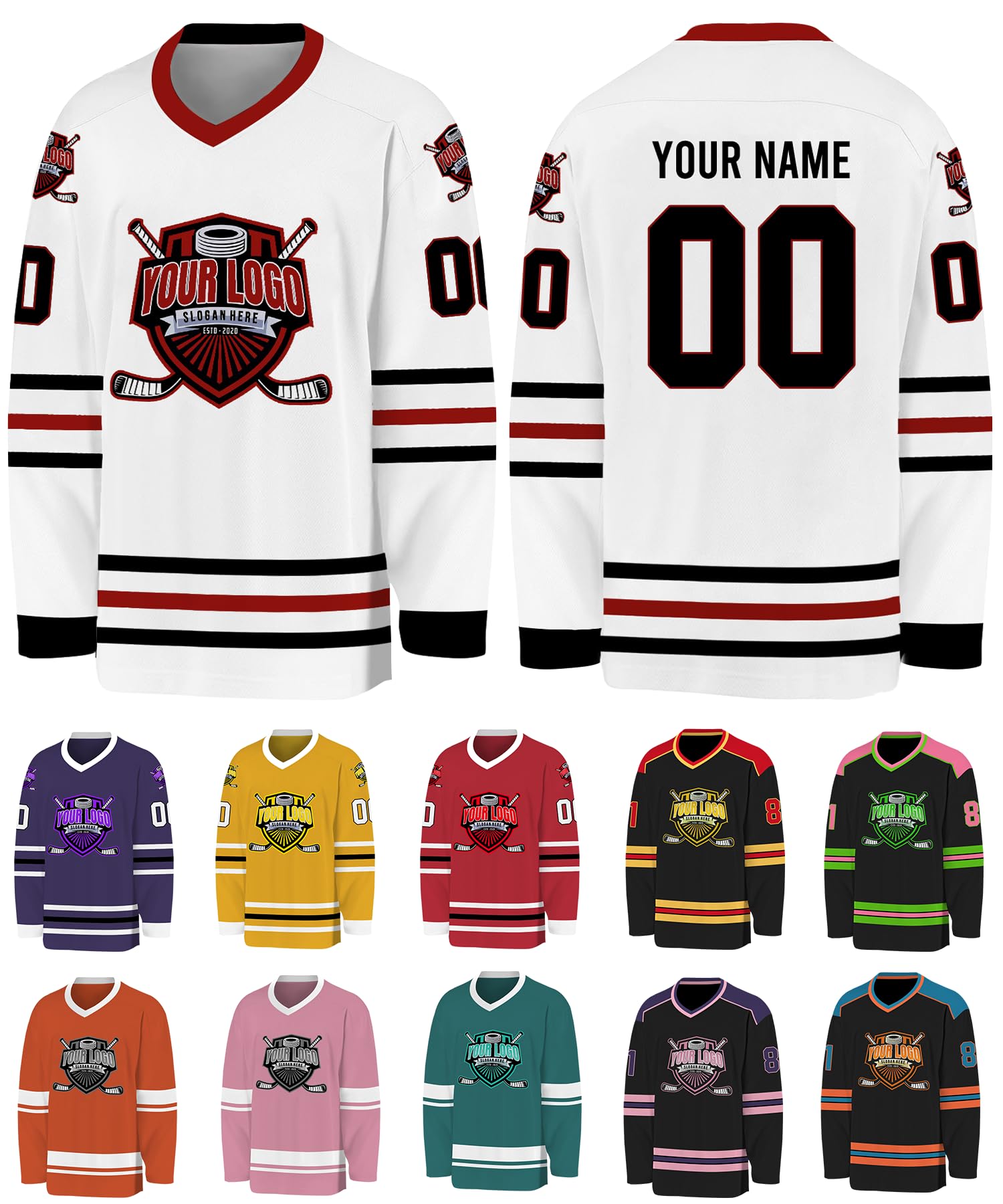 Custom Hockey Jersey Personalized Logo Name Number Hockey Shirts Retro Jerseys Gift for Beer League Team Men Women, S6