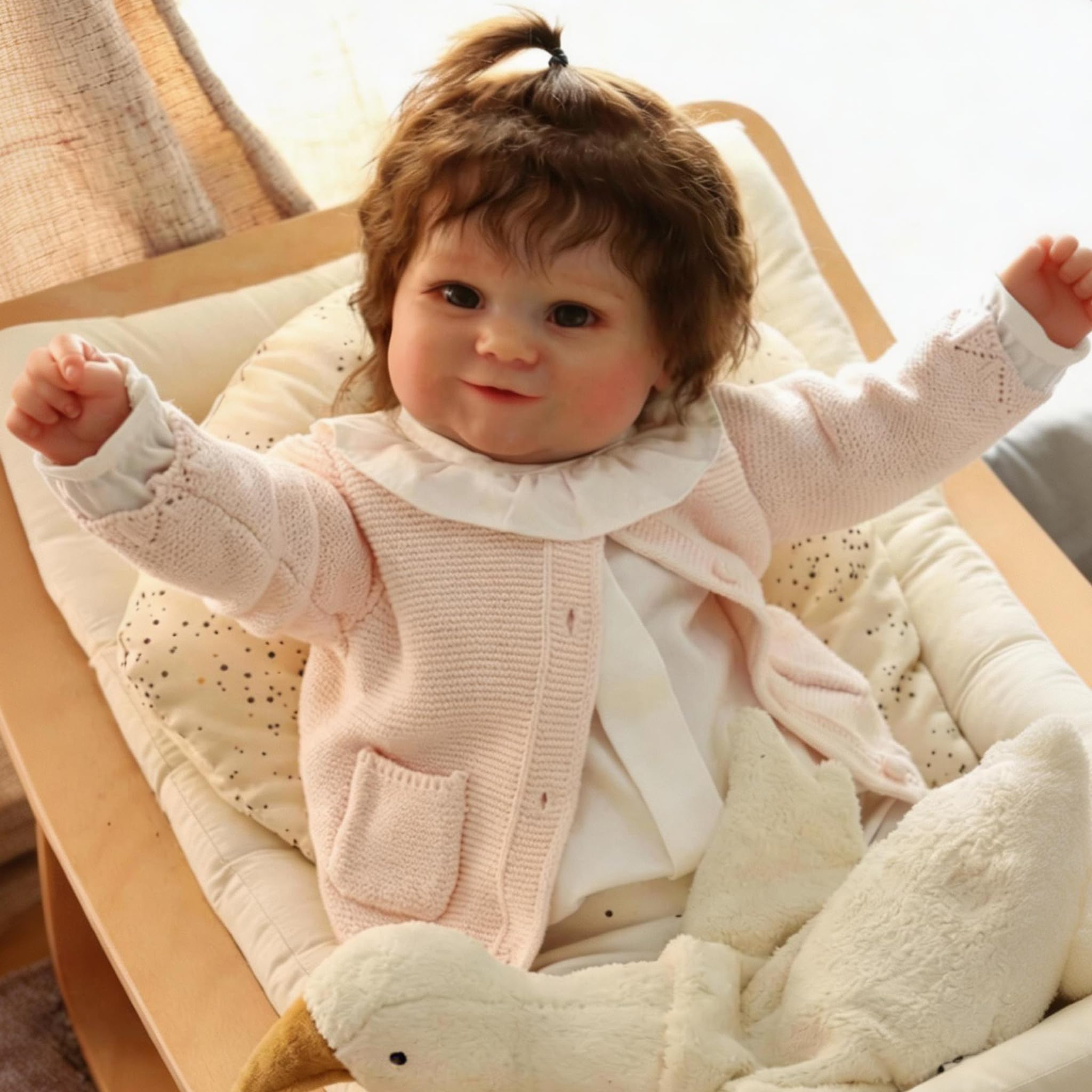 RXDOLL Realistische Reborn-Babypuppen für Mädchen, weicher Vinyl-Stoffkörper, 61 cm, lebensechte Babypuppen, die echt aussehen, Silikon-Babypuppen mit verwurzeltem Haar für Kinder ab 3 Jahren
