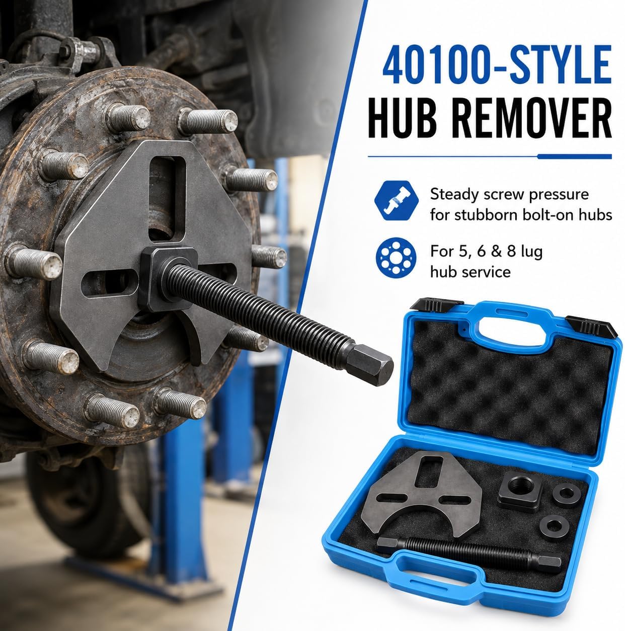 40100 Wheel Bearing Hub Removal Tool, Wheel Hub Puller for 5 6 8 Lug Hubs