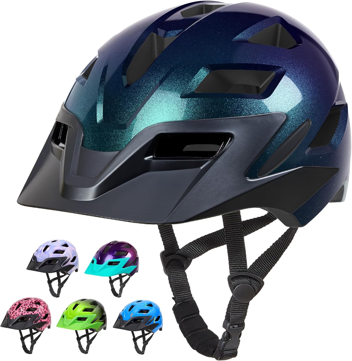 Kids Bike Helmet, Toddler Helmet for Kids 3-5/5-8/8-10 Years Boys Girls, Adjustable Youth Bike Helmets with Detachable Visor, Bicycle Helmets for Skateboard Scooter Cycling