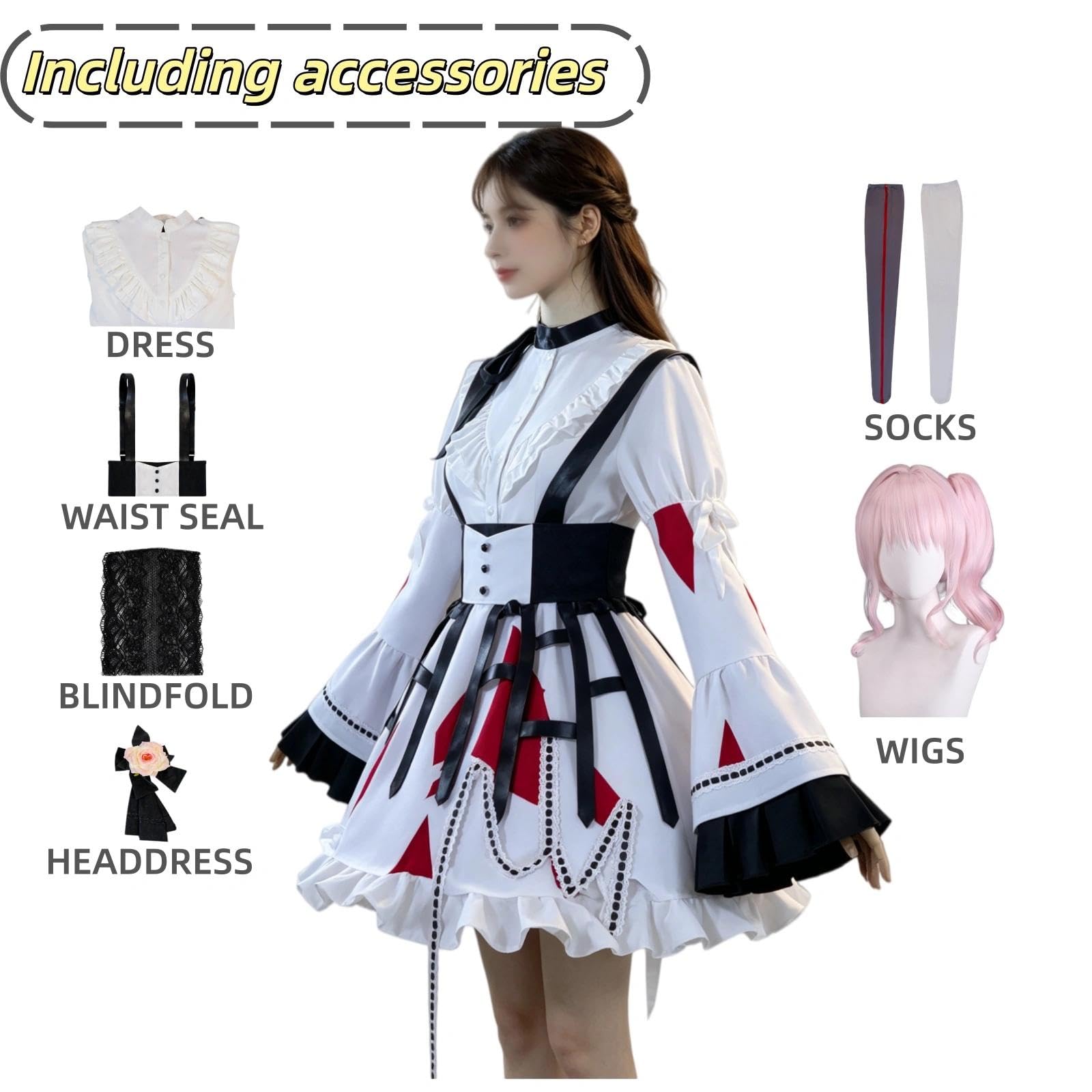 Disfraz de Cosplay de Estilo Uniforme de Banda Juvenil de Anime Akiyama Mizuki, Disfraz de Juego de Roles de Fiesta de Halloween para Comic Con y Evento de Cosplay