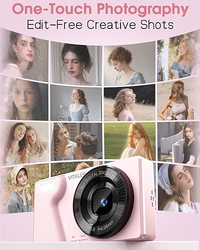 Miniatura 8 de Cámara digital con lente trasera delantera, cámara de enfoque automático de 64 MP 4K para fotografía con tarjeta de 32 GB, cámara compacta portátil