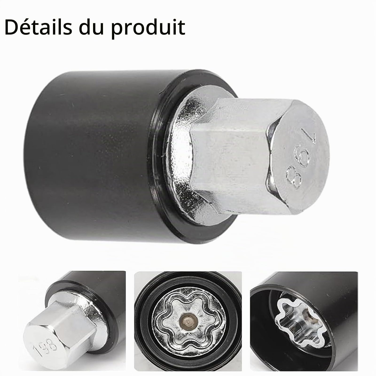 Écrou antivol de roue de voiture 198 ou V de rechange pour Opel Corsa Opel Vectra Merivia Zafir Saab GM Adam Noir