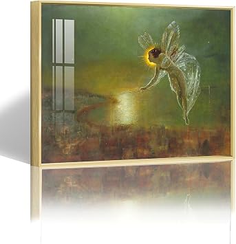CFIOZYOS John Atkinson Grimshaw - Spirit of The Night Fairy Canvas Wall Art Print Poster For Home School Office Decor Frame Metal Gold 16x24in
