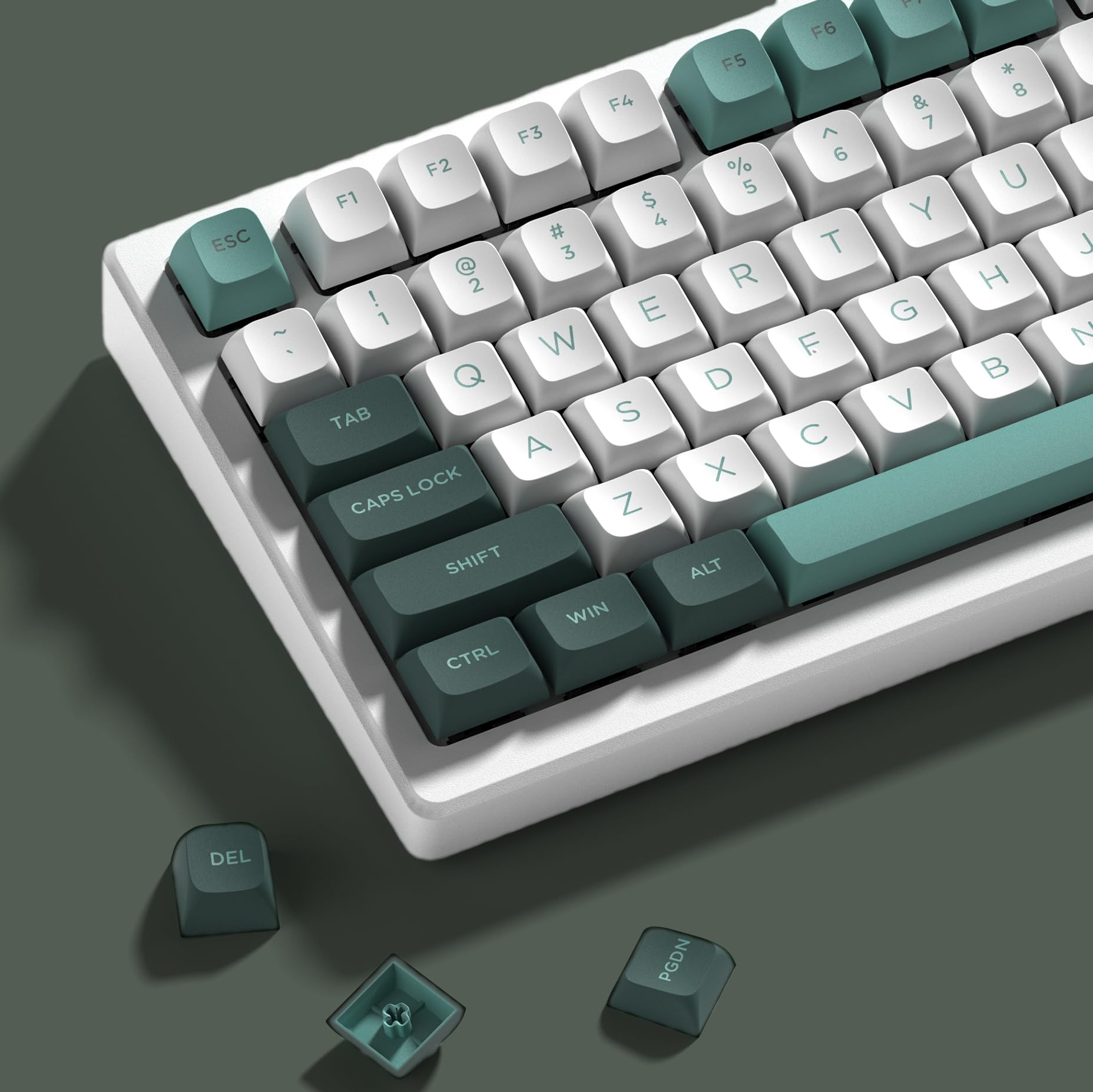 Dagaladoo Womier Double Shot PBT Keycaps - Custom White/Green 75% ISA Profile for MX Switches Mechanical Keyboard (189 Keys)