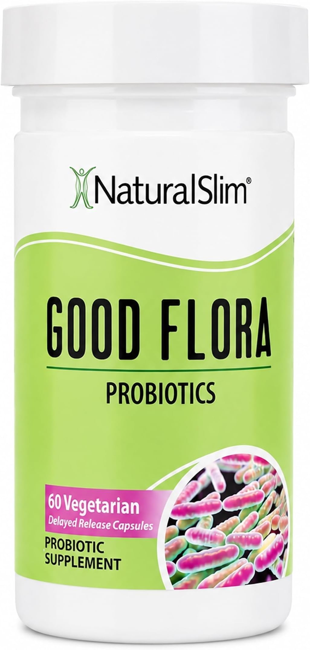 NaturalSlim Good Flora Probiotics for Women and Men, 60 Vegetarian Capsules | Supports Gut Health, Digestion and Bloating Relief with 15 Billion CFU, 7 Probiotic Strains