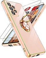 Vista 128 de LeYi para Funda de Teléfono Samsung Galaxy A13-5G: Protector de Pantalla de Vidrio Templado, Soporte Magnético Giratório de Anillo 360°, Borde Negro