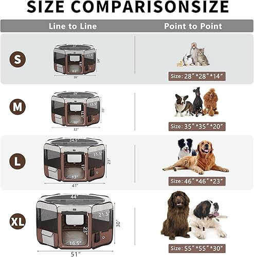 Miniatura 6 de DONORO Corralito portátil para perros de 55 pulgadas para perros medianos y grandes, plegable, jaula de campaña para interiores y exteriores,