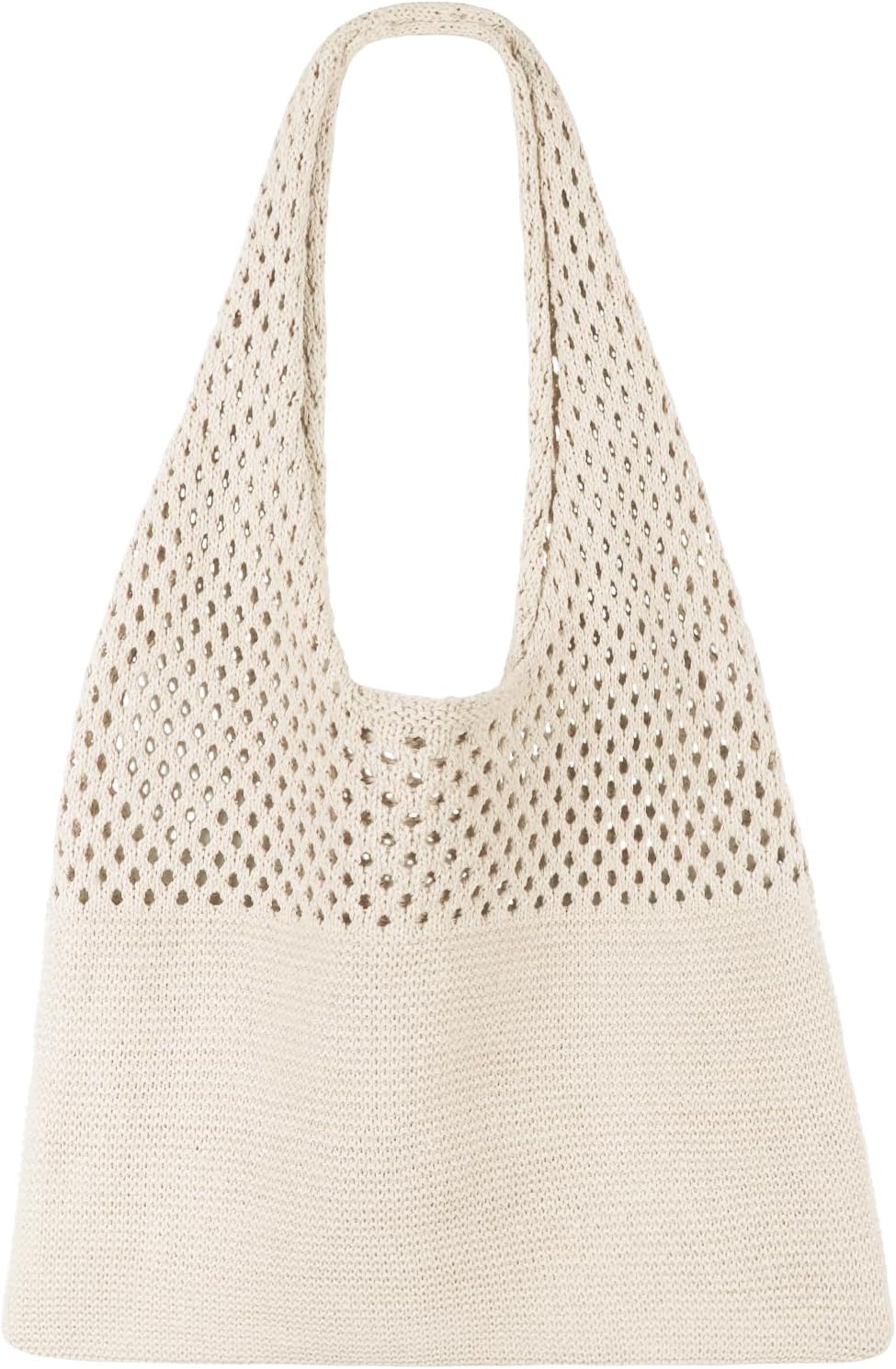SUOSDEY Crochet Mesh Beach Tote Bag, Summer Vacation Aesthetic Knit Boho Shoulder Bag for Women