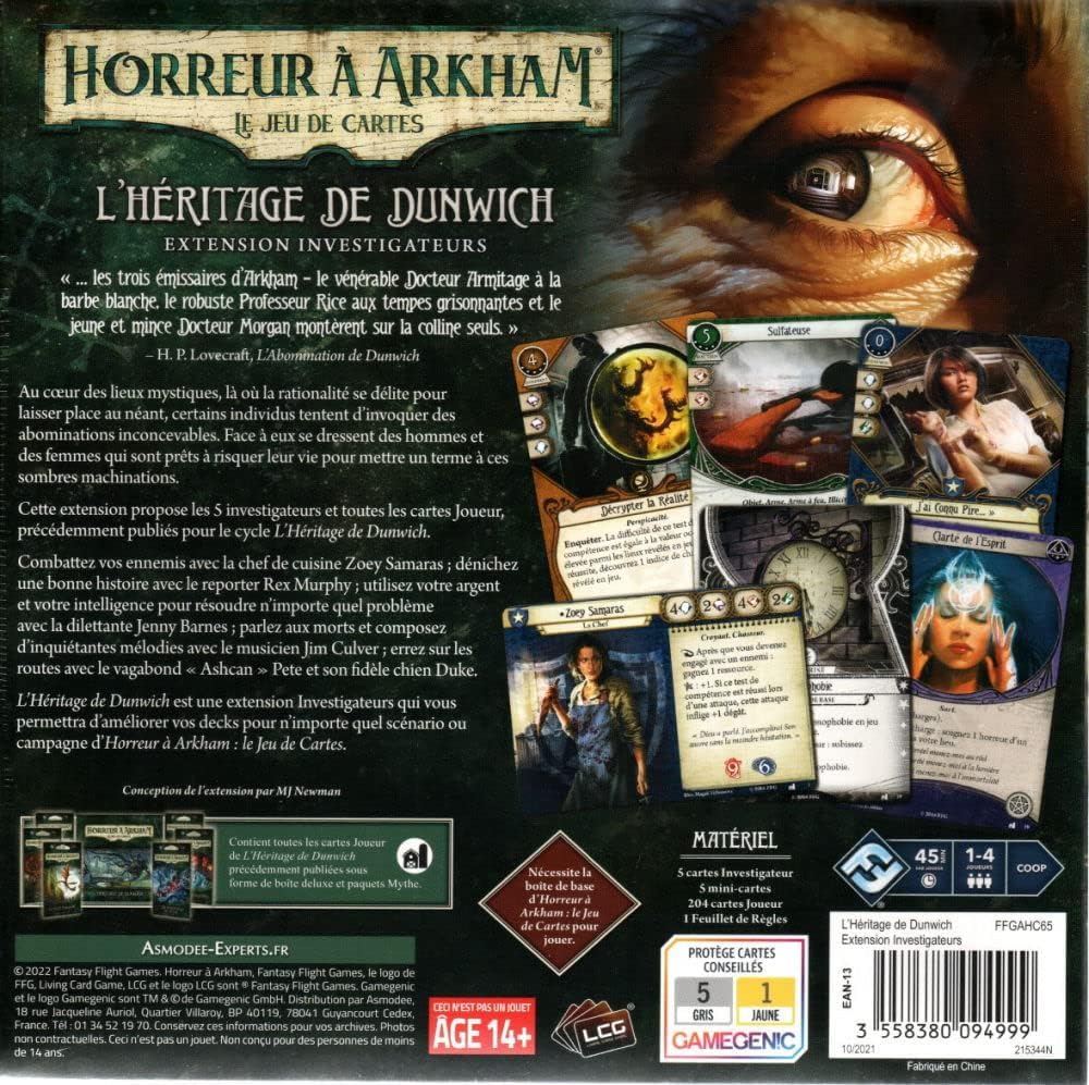 Asmodé Horreur à Arkham JCE : L'Héritage de Dunwich - Investigateurs