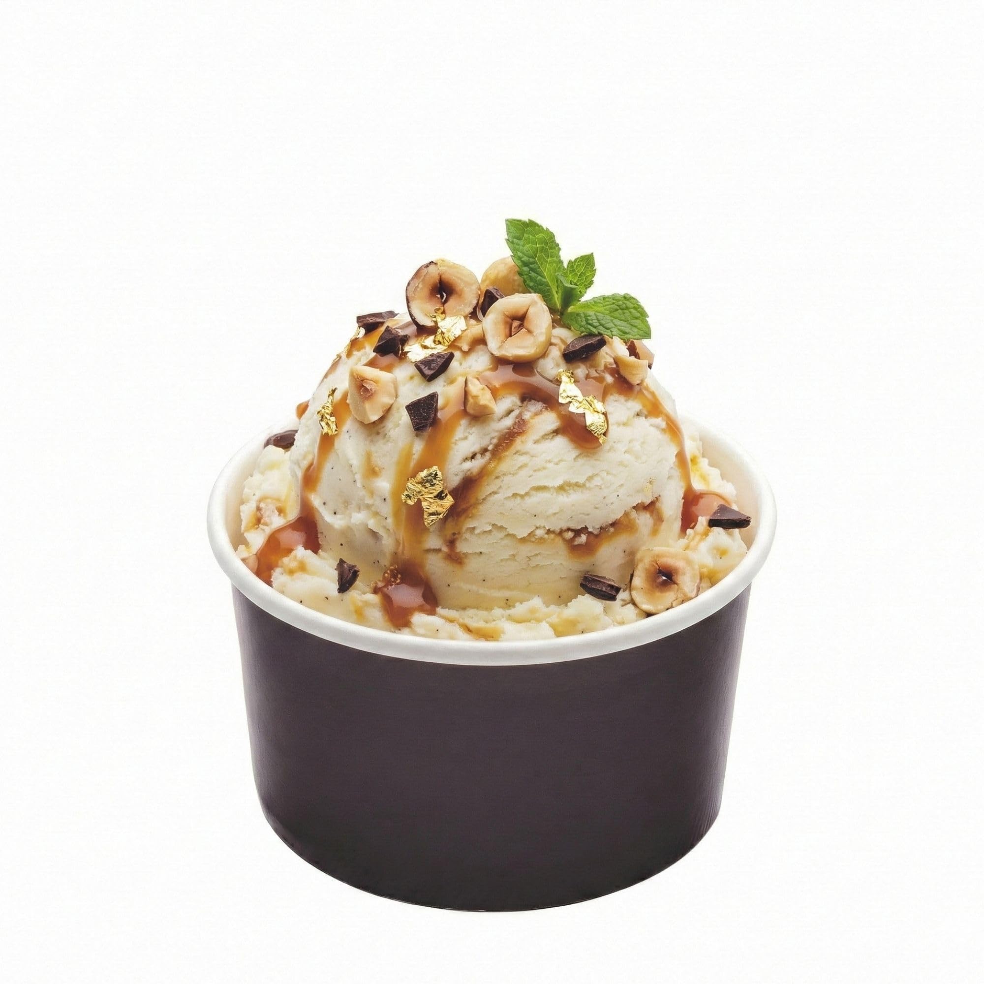 Coppetta 12-Ounce Dessert Cups, 50 Disposable Ice Cream Cups - Lids Sold Separately, Sturdy, Black Paper Frozen Yogurt Bowls, For Hot And Cold Foods, Perfect For Gelato Or Mousse - Restaurantware