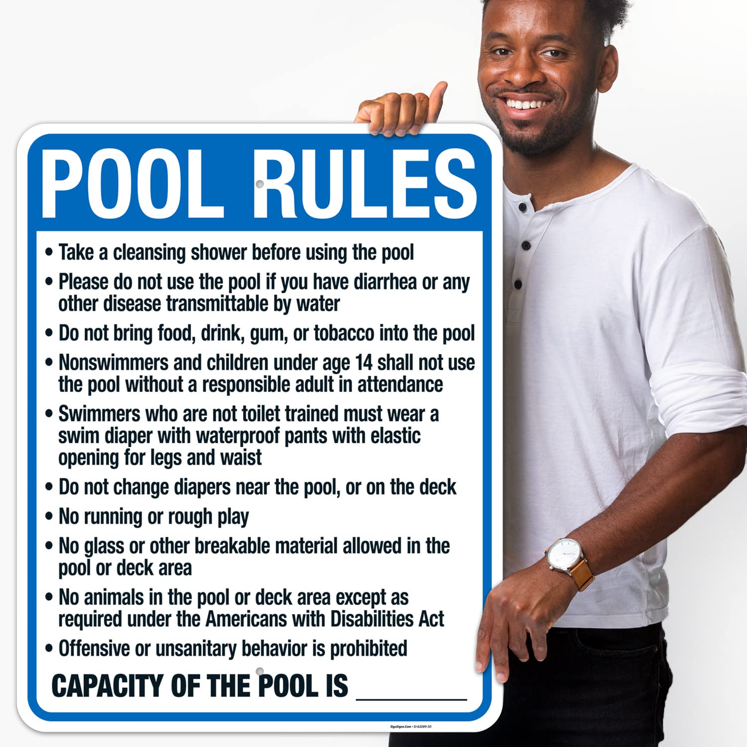Montana Pool Rules Sign, Complies with State of Montana Pool Safety Code, 24x30 Inches, Rust Free .063 Aluminum, Fade Resistant, Made in USA