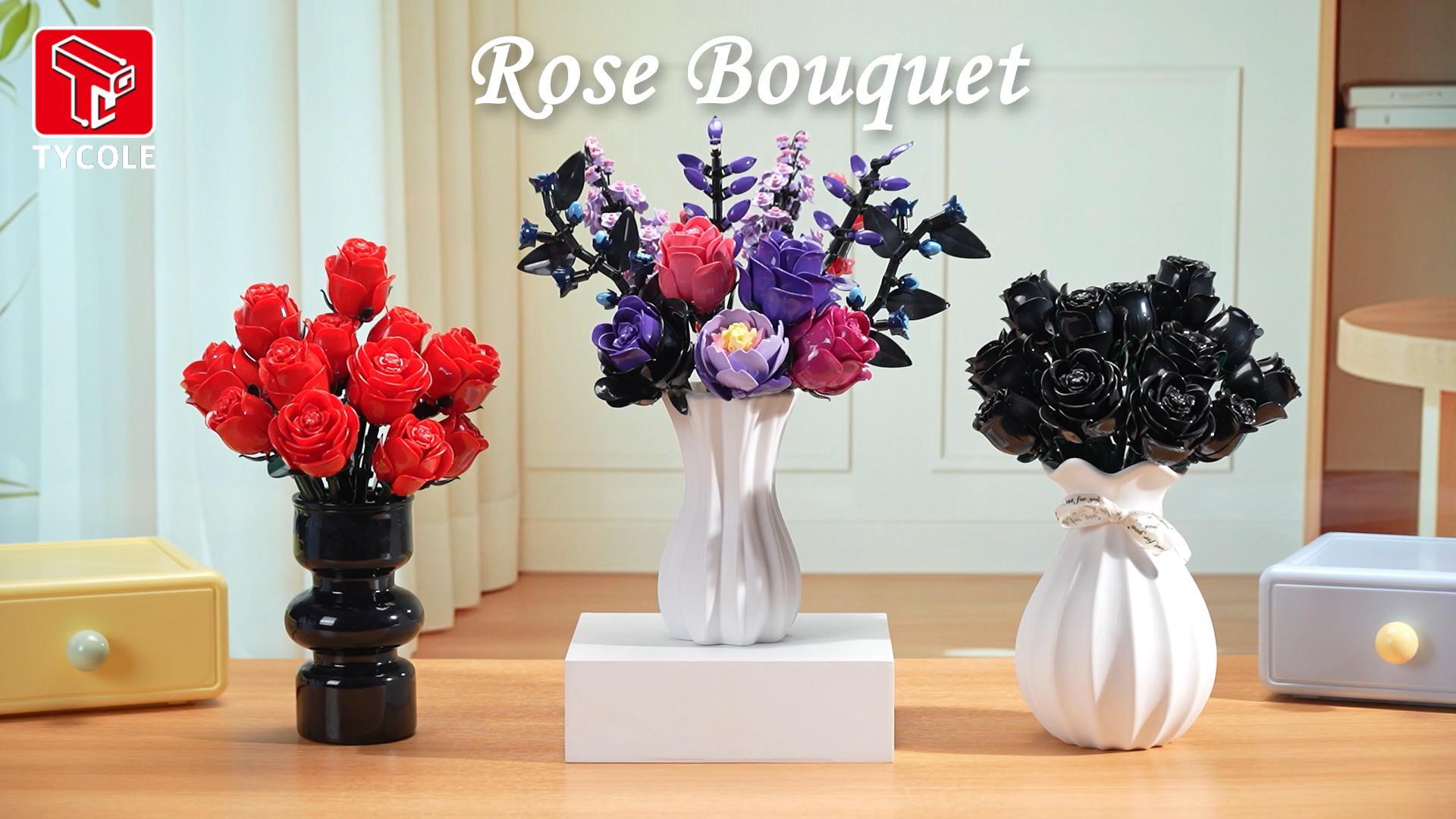 Amazon.com: Black Roses Flowers Building Sets, Artificial Bouquet