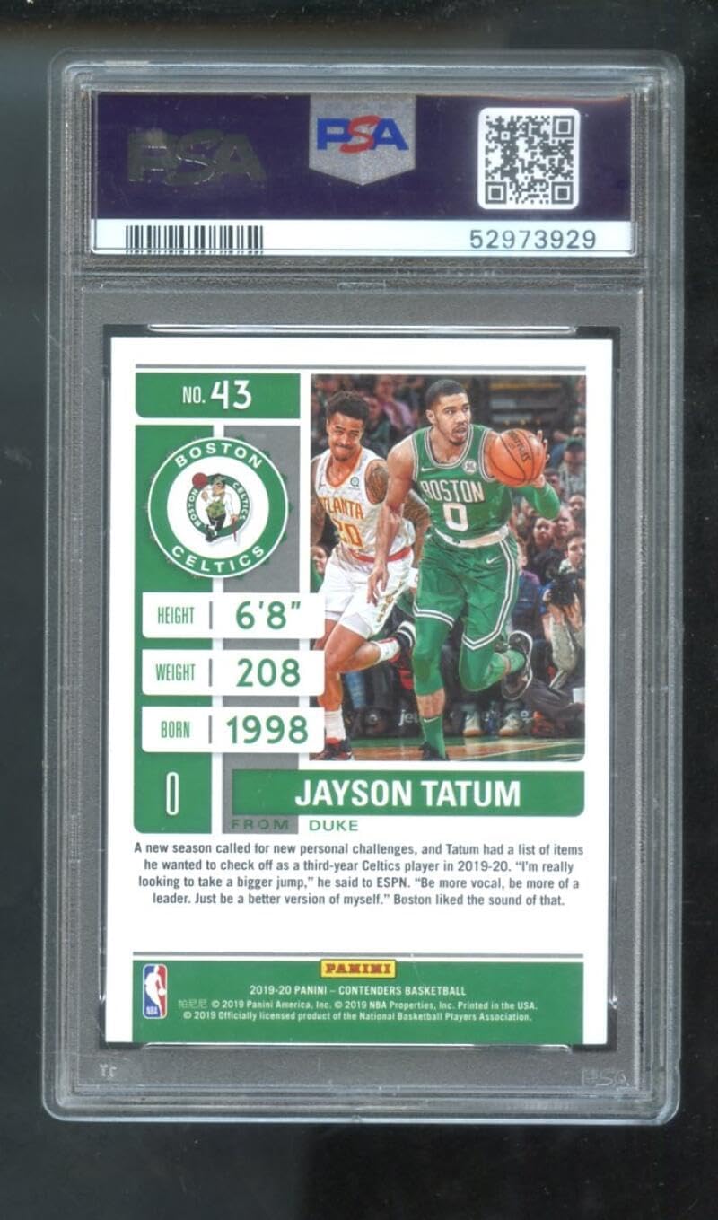 2019 Jayson Tatum Panini PRIZM CONTENDERS #43 PSA 9 MINT Boston Celtics NBA Basketball Graded Card